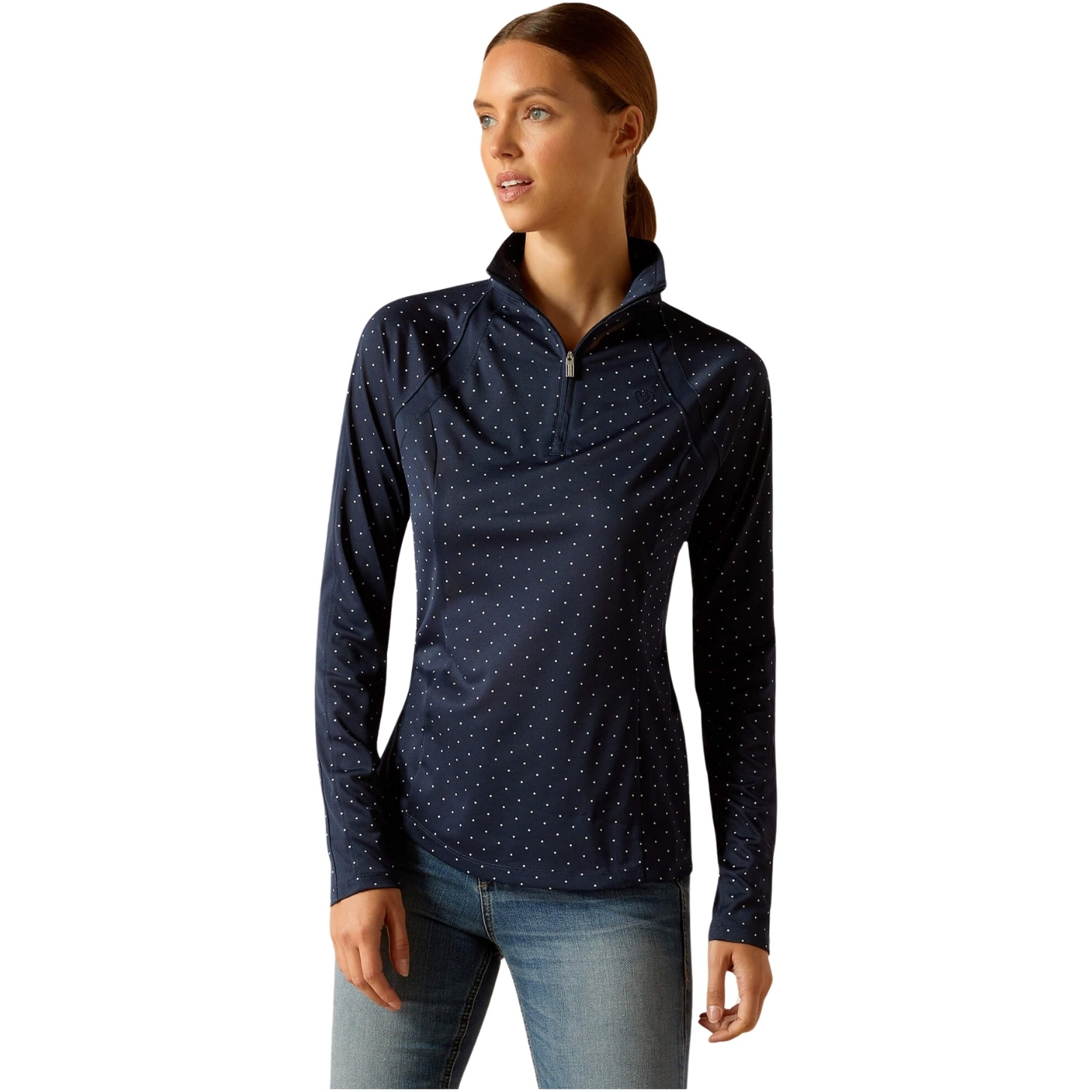 Ariat Womens Sunstopper 3.0 Long Sleeve Baselayer 10049042 - Navy Dot